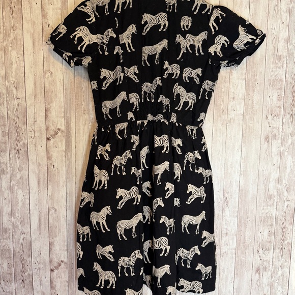 Porridge Anthropologie Zebra Print Black Shirtdress - Picture 6 of 8
